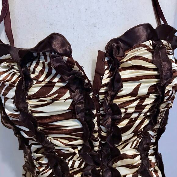 Check Me First NWT Brown and Taupe Zebra Print Bustier Women Various - Picture 9 of 13